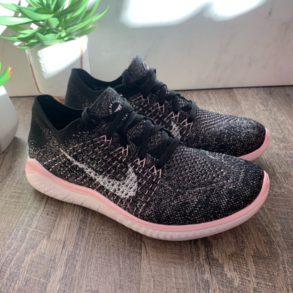 Nike Free RN Flyknit Black/Pink Foam - Picture 8 of 10